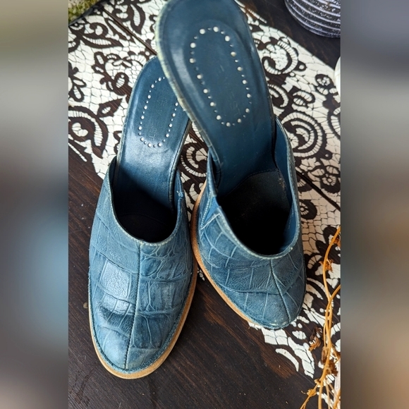 Nine West‎ Blue Crocodile Slip on Leather Sandal - Picture 9 of 11